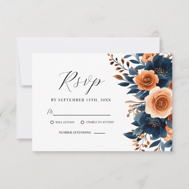 Blaue Orange Terracotta Rodelbahn RSVP Karte (Vorderseite)