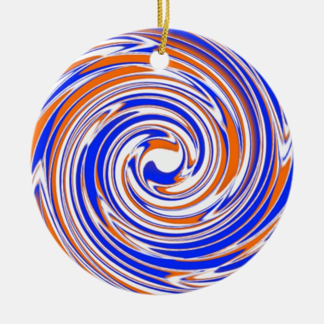 Blaue orange und weiße erstklassige Verzierung Keramikornament (Vorne)