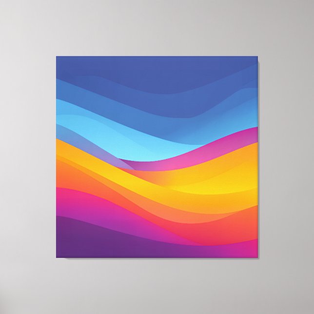 Blaue Orange Wellen Schichten Leinwanddruck (Vorderseite)