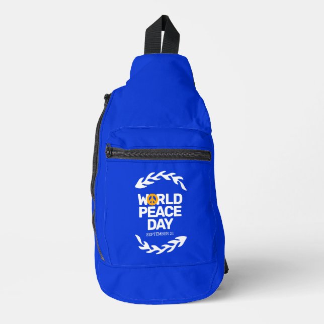 Blaue Orange Weltfriedenstag Crossbody Bag (Vorderseite)