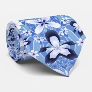 Blaue Orchidee Künstlerisches Fraktal-Blumenmuster Krawatte