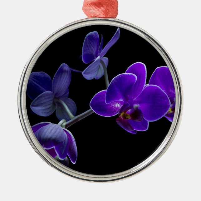 Blaue Orchidee Ornament Aus Metall (Vorne)