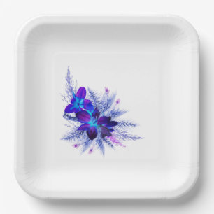 Blaue Orchidee-Papierteller Pappteller