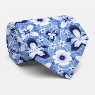 Blaue Orchideen-Blumen-Fraktal-Kunst Krawatte