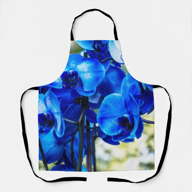 Blaue Orchideen Schürze (Vorderseite)