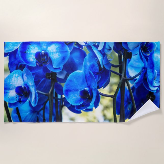 Blaue Orchideen Strandtuch (Vorderseite)