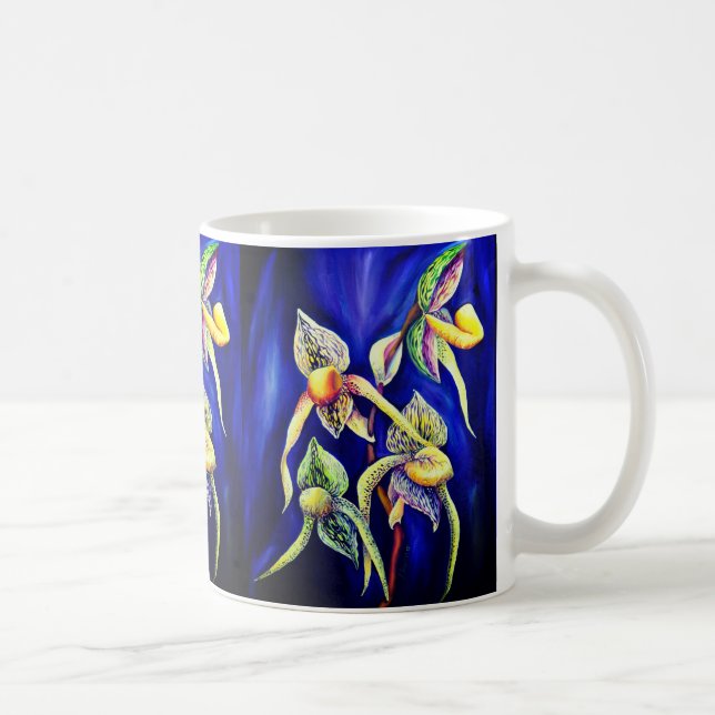 Blaue Orchideenmalerei Kaffeetasse (Rechts)