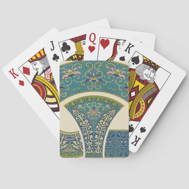Blaue Orientale-Entwürfe mit lächelnden Gesichtern Spielkarten (Rückseite)