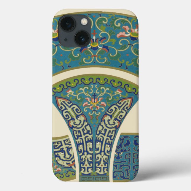Blaue Orientalische Designs mit lächelnden Gesicht Case-Mate iPhone Hülle (Rückseite)