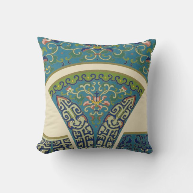 Blaue Orientalische Designs mit lächelnden Gesicht Kissen (Vorderseite)