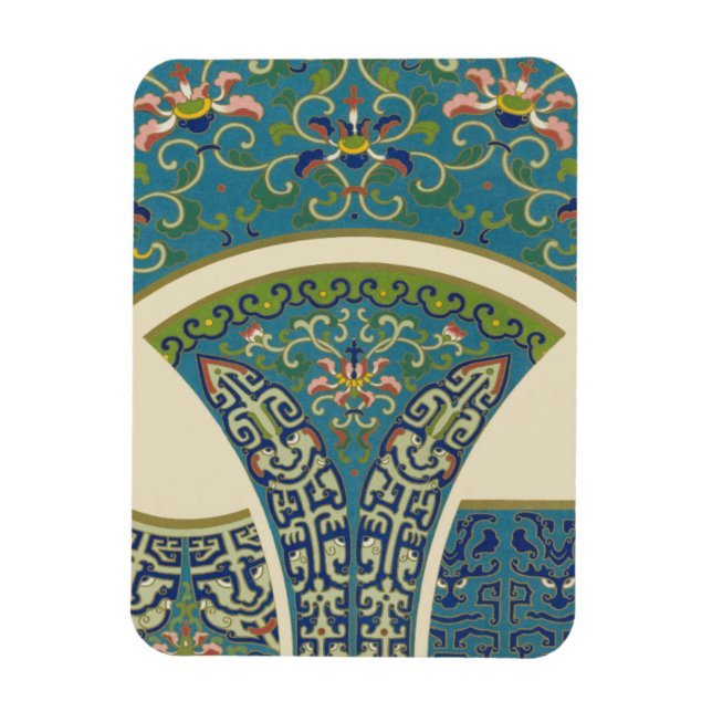 Blaue Orientalische Designs mit lächelnden Gesicht Magnet (Vertikal)