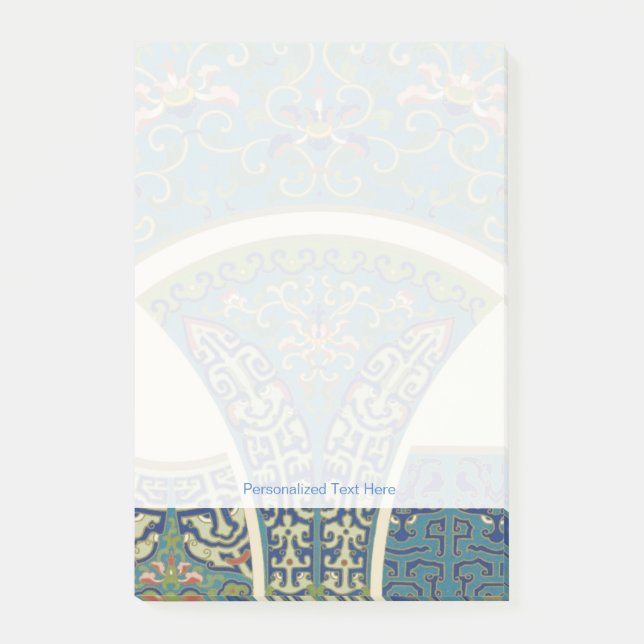 Blaue Orientalische Designs mit lächelnden Gesicht Post-it Klebezettel (Vorderseite)