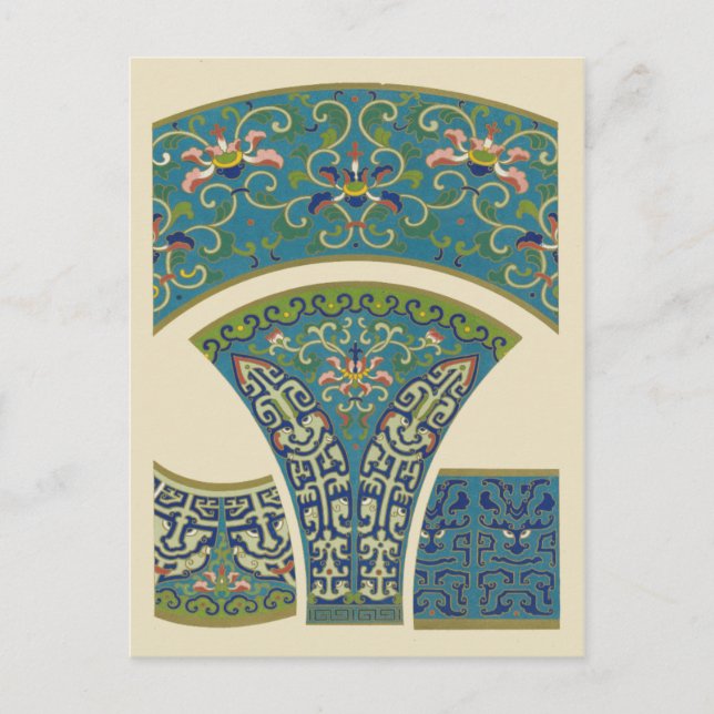 Blaue Orientalische Designs mit lächelnden Gesicht Postkarte (Vorderseite)