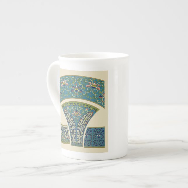 Blaue Orientalische Designs mit lächelnden Gesicht Prozellantasse (Vorderseite Links)