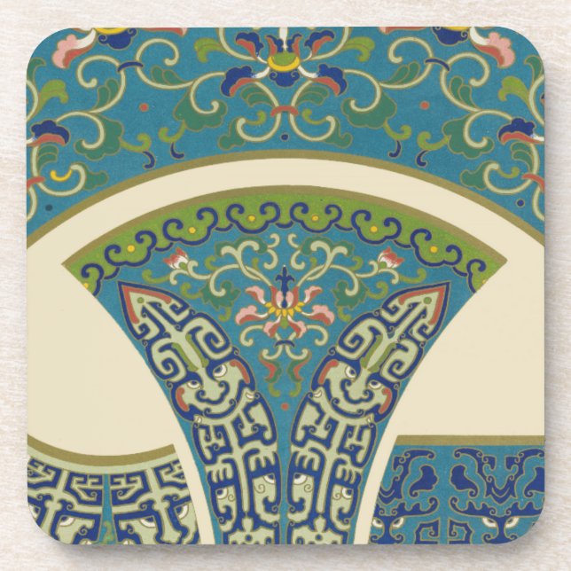 Blaue Orientalische Designs mit lächelnden Gesicht Untersetzer (Vorderseite)