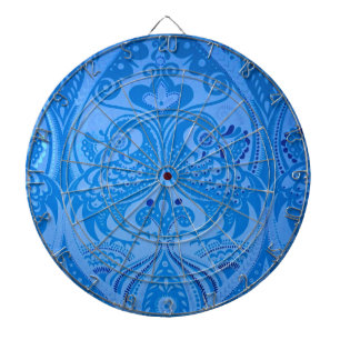 Blaue Orientalische Pfauen Vögel Dartscheibe
