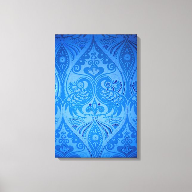 Blaue Orientalische Pfauen Vögel Leinwanddruck (Vorderseite)