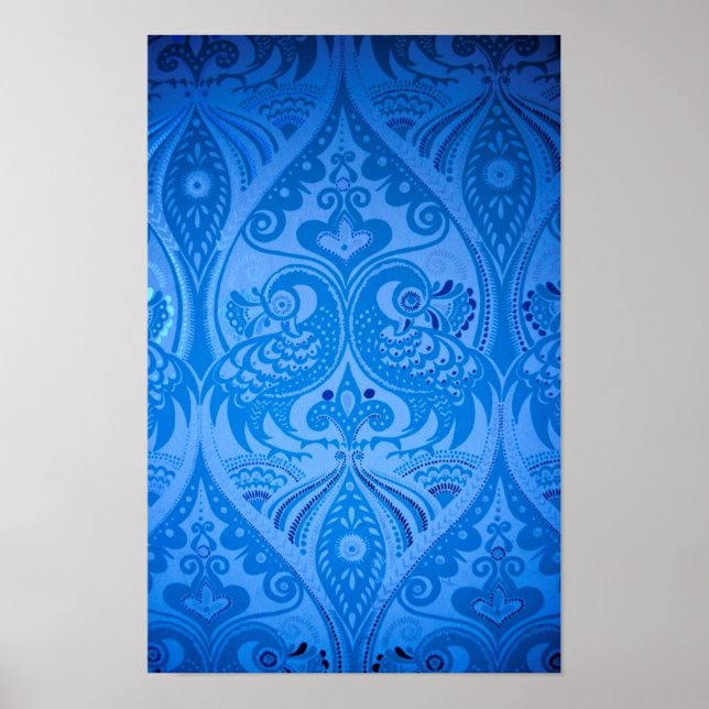 Blaue orientalische Pfauen Vögel Poster (Vorne)