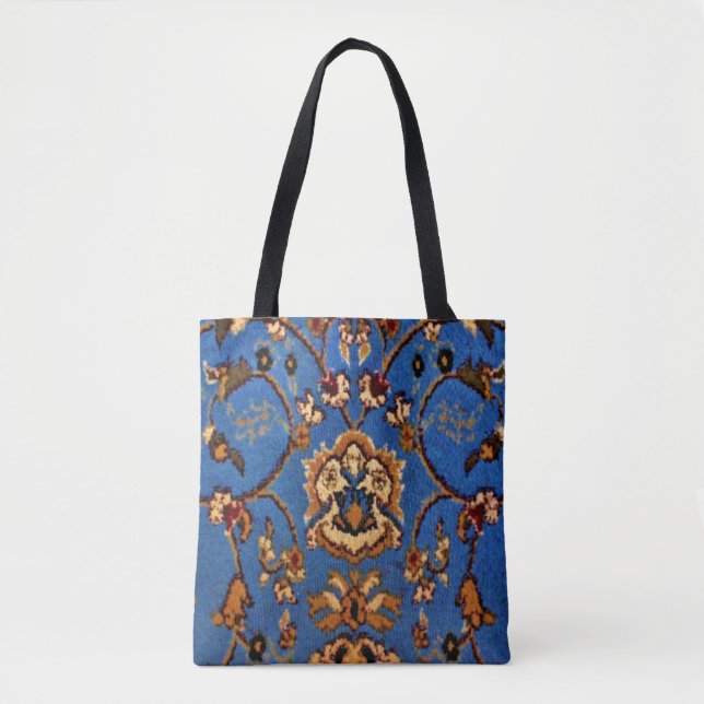 Blaue orientalische Wolldecke Tasche (Vorderseite)