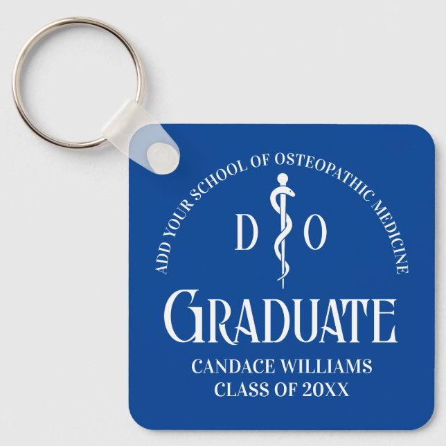 Blaue Osteopathische Medical School Abschluss Gift Schlüsselanhänger (Vorderseite)