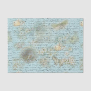 Blaue Ostervögel und Nester Dekoupage Papier