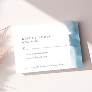 Blaue Ozean-Aquarell-Hochzeits-RSVP-Karte RSVP Karte