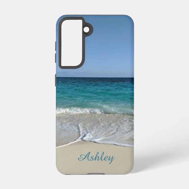 Blaue Ozeane am karibischen Strand Samsung Galaxy Hülle (Rückseite)