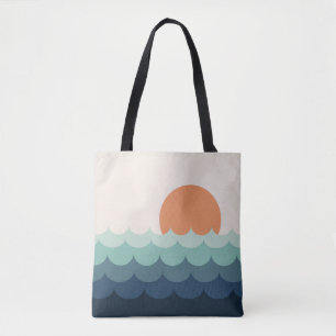Blaue Ozeane bei Sonnenuntergang Tasche