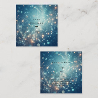 Blaue Ozeane Fein sanfter Glitzer Hintergrund Quadratische Visitenkarte