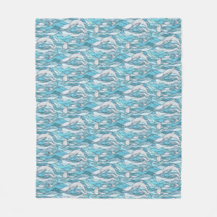 Blaue Ozeanklumpen Fleecedecke