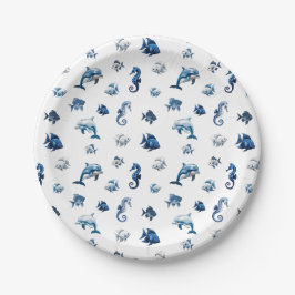 Blaue Ozeankreaturen von Wedgewood! Pappteller