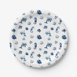 Blaue Ozeankreaturen von Wedgewood! Pappteller