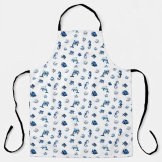Blaue Ozeankreaturen von Wedgewood! Schürze
