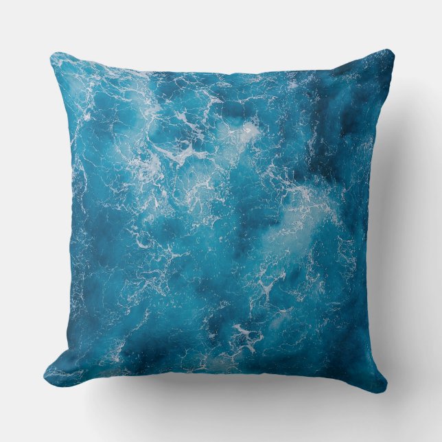Blaue Ozeanwellen abstürzen Kissen (Vorderseite)