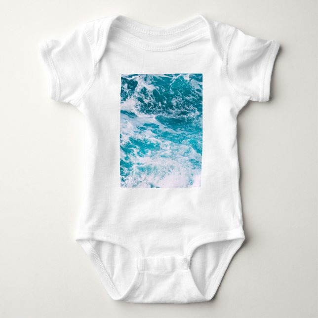 Blaue Ozeanwellen Baby Strampler (Vorderseite)