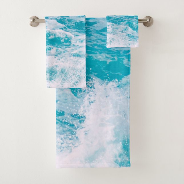 Blaue Ozeanwellen Badhandtuch Set (Insitu)