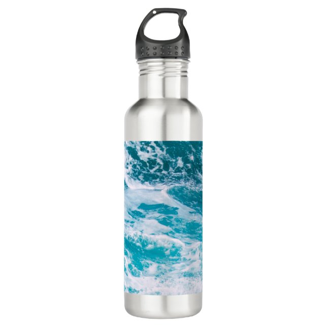 Blaue Ozeanwellen Edelstahlflasche (Vorderseite)