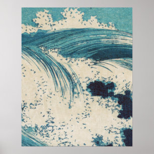 Blaue Ozeanwellen Japanischer Holzschnitt  Poster