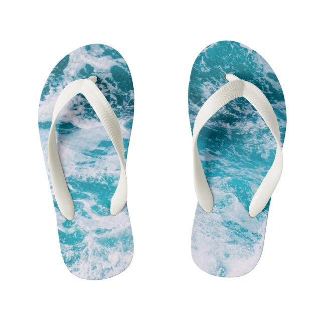 Blaue Ozeanwellen Kinderbadesandalen (Fußbett)
