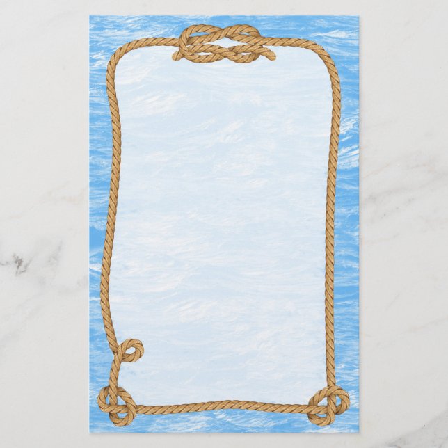 Blaue Ozeanwellen mit der Grenze zum Außen Briefpapier (Vorderseite)