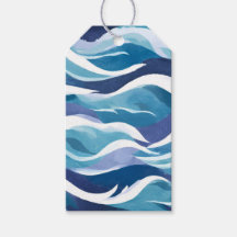 Blaue Ozeanwellen | Moderne, einfache Wasserfarbe