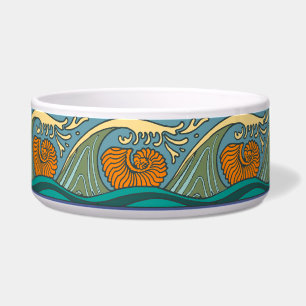 Blaue Ozeanwellen Nautilus-Muschel Art Nouveau Napf
