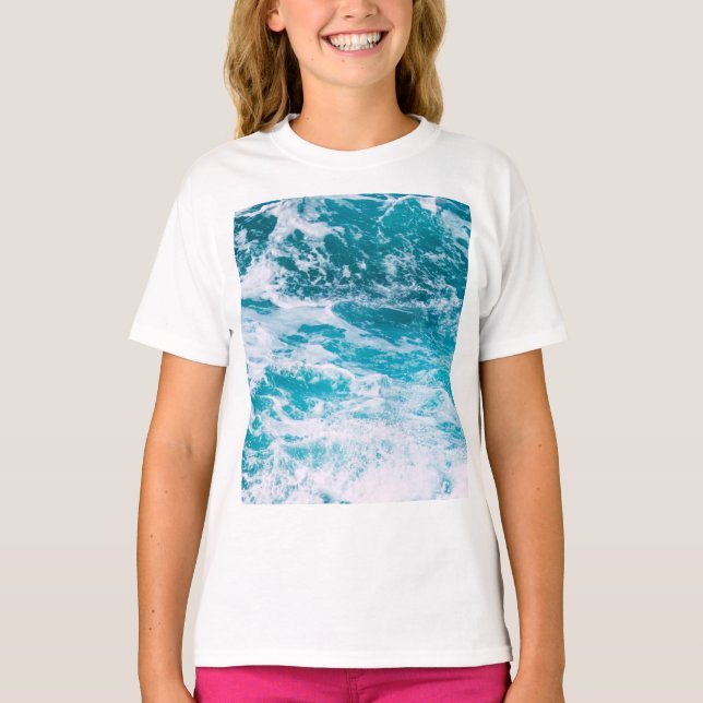 Blaue Ozeanwellen T-Shirt (Vorderseite)