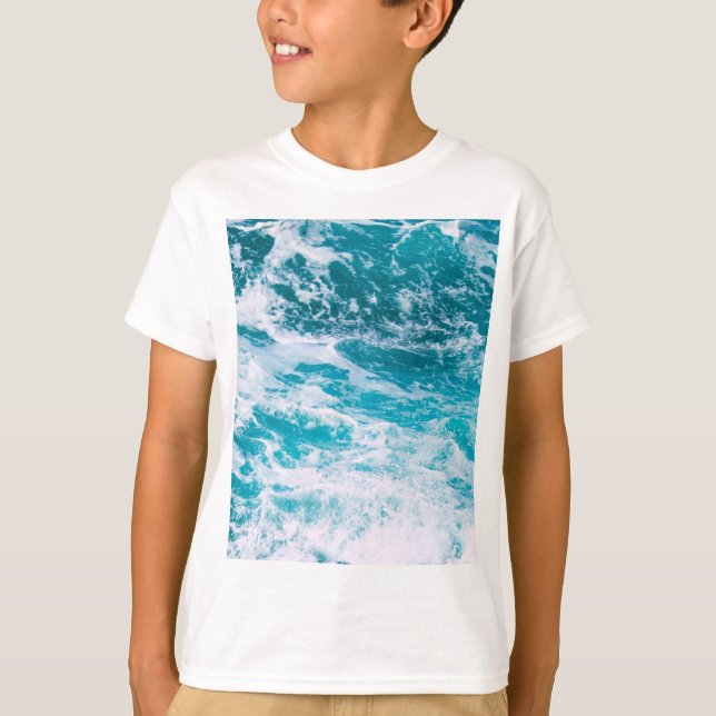 Blaue Ozeanwellen T-Shirt (Vorderseite)