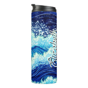 Blaue Ozeanwellen Thermosbecher