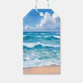 Blaue Ozeanwellen | Wasserfarbe Strandmeer  Geschenkanhänger