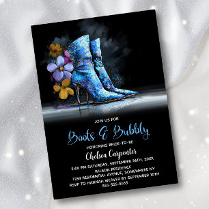 Blaue Pailletten-Stiefel und prickelnde Bridal Sho Einladung