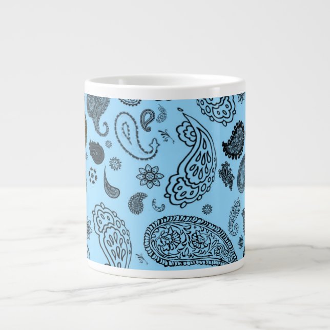 Blaue Paisley Jumbo-Tasse (Vorderseite)