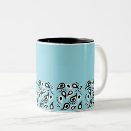 Blaue Paisley Muster - Textildekoration Zweifarbige Tasse