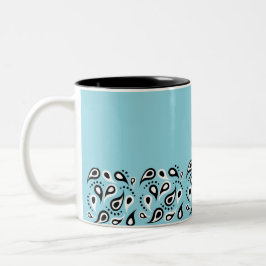 Blaue Paisley Muster - Textildekoration Zweifarbige Tasse